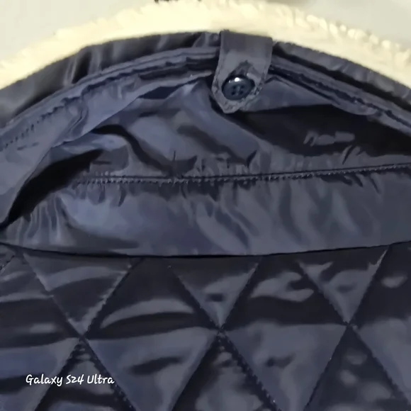 MICHAEL Michael Kors Navy Quilted Puffer with Cream Collar - Picture 9 of 10